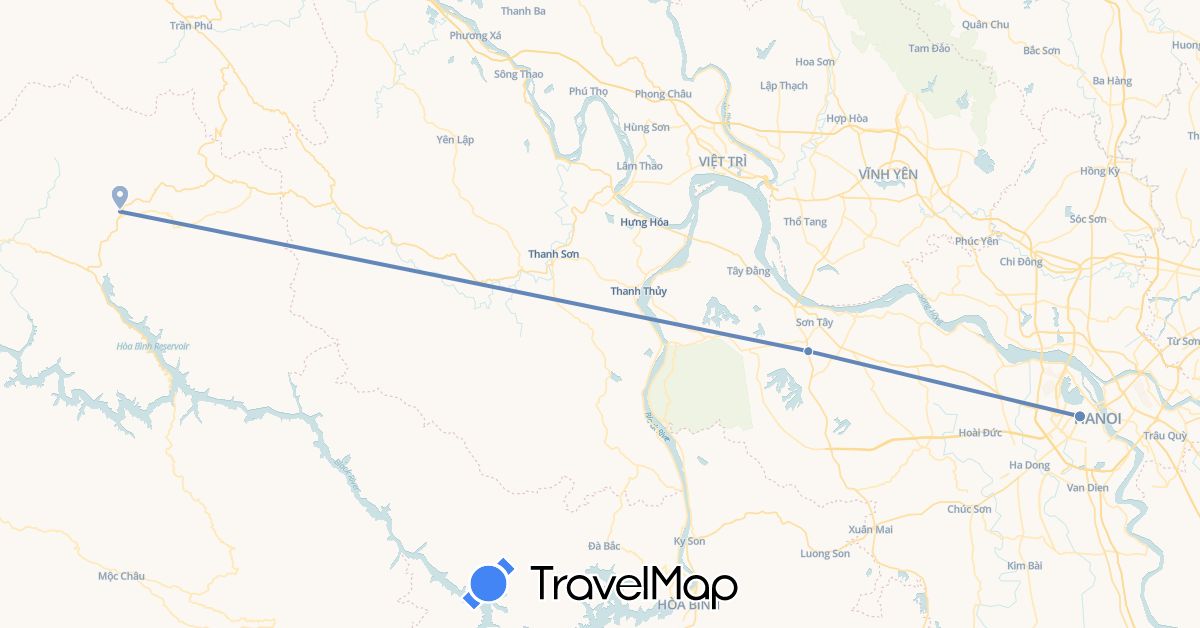 TravelMap itinerary: driving, cycling in Vietnam (Asia)
